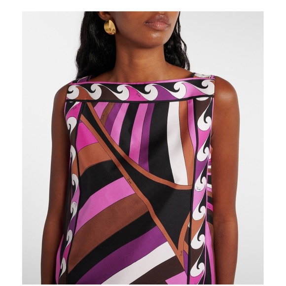 Emilio Pucci Iride Silk Twill Print Mini Dress Purple Pink US 6 IT 42 - Picture 4 of 10